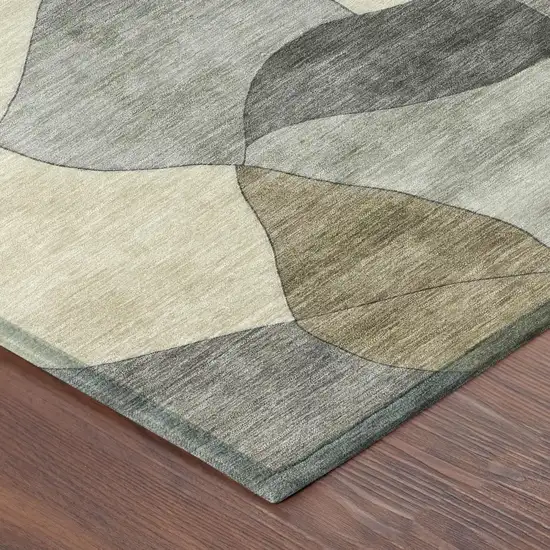 Pewter And Gray Abstract Washable Indoor Outdoor Area Rug Photo 3