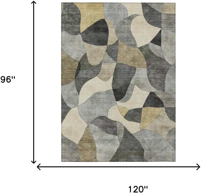Pewter And Gray Abstract Washable Indoor Outdoor Area Rug Photo 5