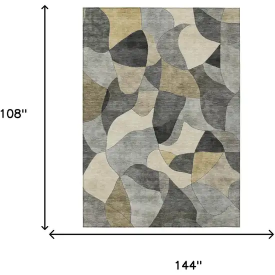 Pewter And Gray Abstract Washable Indoor Outdoor Area Rug Photo 5