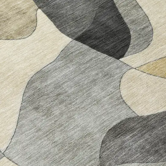 Pewter And Gray Abstract Washable Indoor Outdoor Area Rug Photo 4