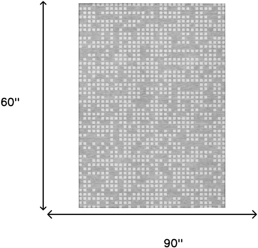 Pewter And Gray Abstract Washable Indoor Outdoor Area Rug Photo 5