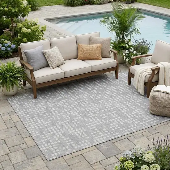 Pewter And Gray Abstract Washable Indoor Outdoor Area Rug Photo 1