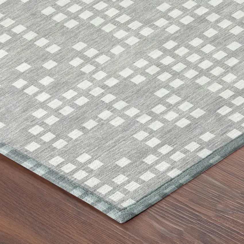 Pewter And Gray Abstract Washable Indoor Outdoor Area Rug Photo 3