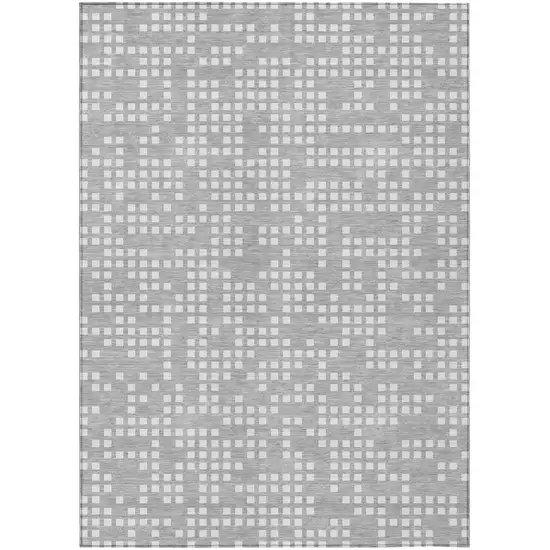 Pewter And Gray Abstract Washable Indoor Outdoor Area Rug Photo 2
