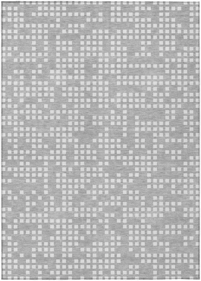Pewter And Gray Abstract Washable Indoor Outdoor Area Rug Photo 2