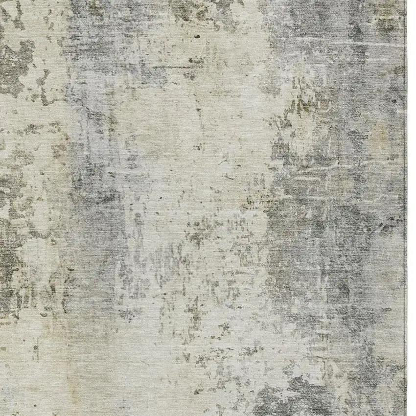 Pewter And Gray Abstract Washable Indoor Outdoor Area Rug Photo 4