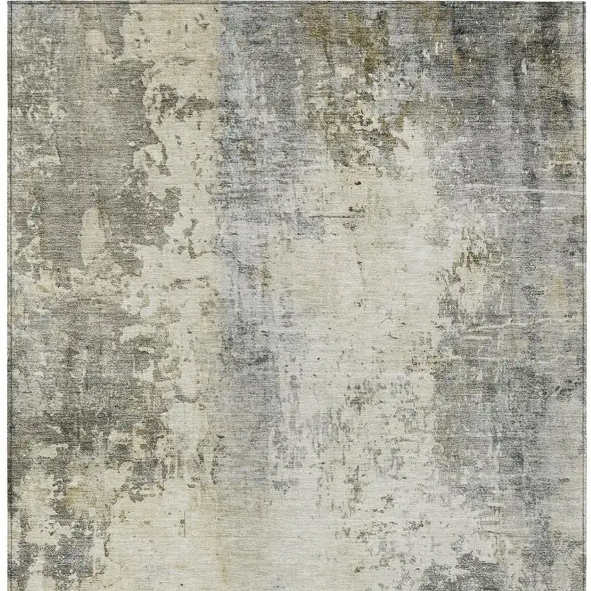 Pewter And Gray Abstract Washable Indoor Outdoor Area Rug Photo 8