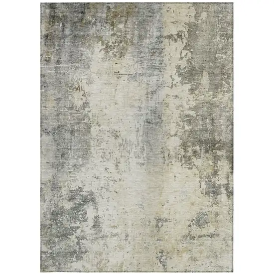 Pewter And Gray Abstract Washable Indoor Outdoor Area Rug Photo 2