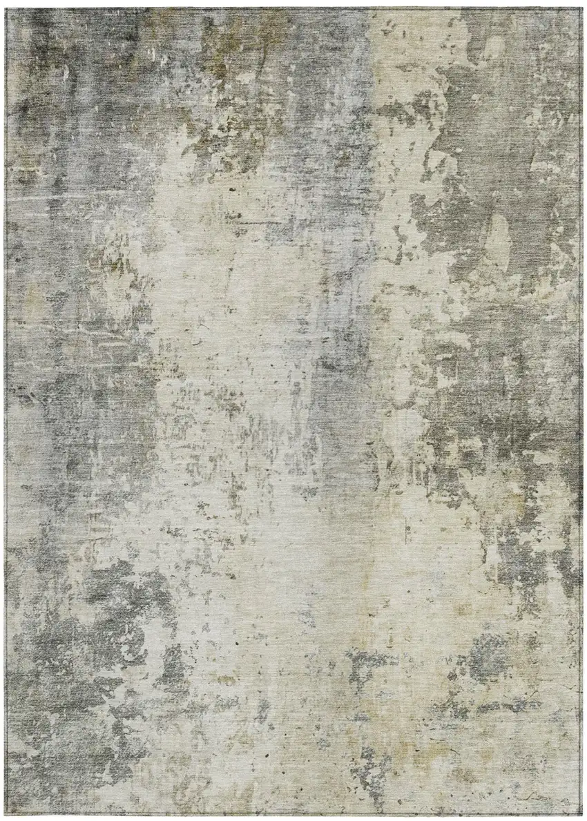 Pewter And Gray Abstract Washable Indoor Outdoor Area Rug Photo 2