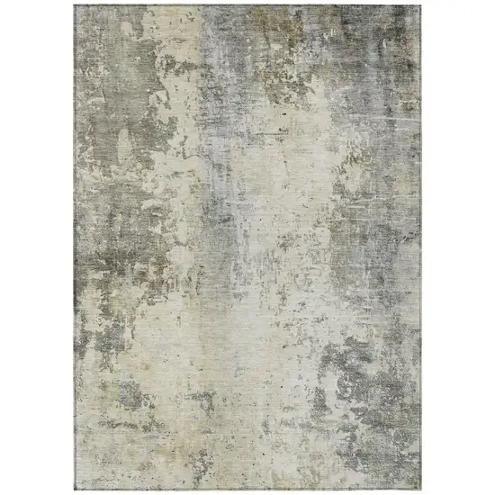 Pewter And Gray Abstract Washable Indoor Outdoor Area Rug Photo 3