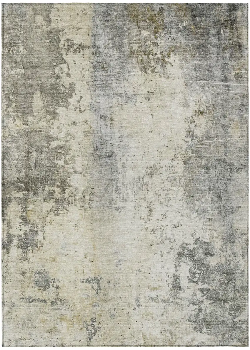 Pewter And Gray Abstract Washable Indoor Outdoor Area Rug Photo 3