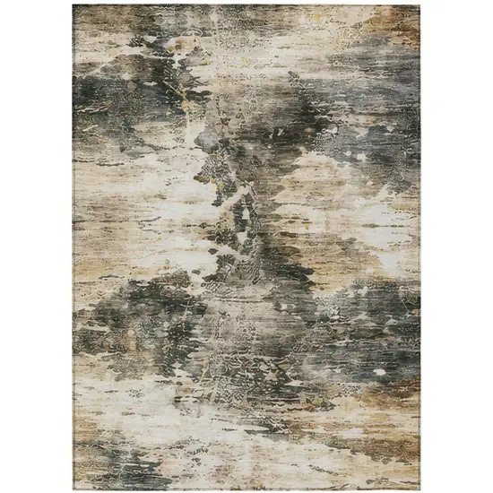 Pewter And Gray Abstract Washable Indoor Outdoor Area Rug Photo 4