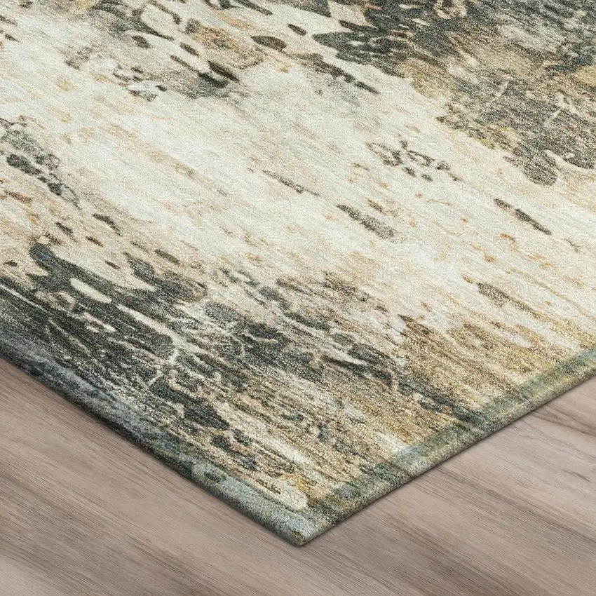 Pewter And Gray Abstract Washable Indoor Outdoor Area Rug Photo 2