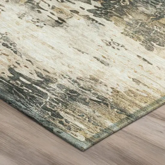 Pewter And Gray Abstract Washable Indoor Outdoor Area Rug Photo 2
