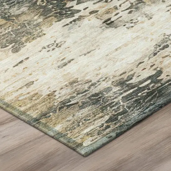 Pewter And Gray Abstract Washable Indoor Outdoor Area Rug Photo 3