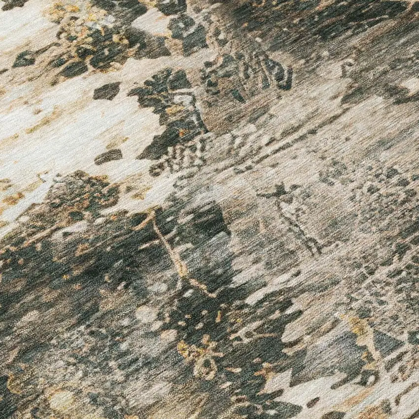 Pewter And Gray Abstract Washable Indoor Outdoor Area Rug Photo 6