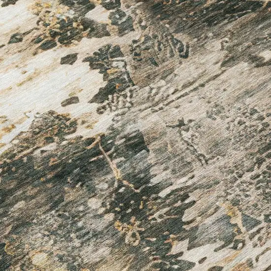 Pewter And Gray Abstract Washable Indoor Outdoor Area Rug Photo 6