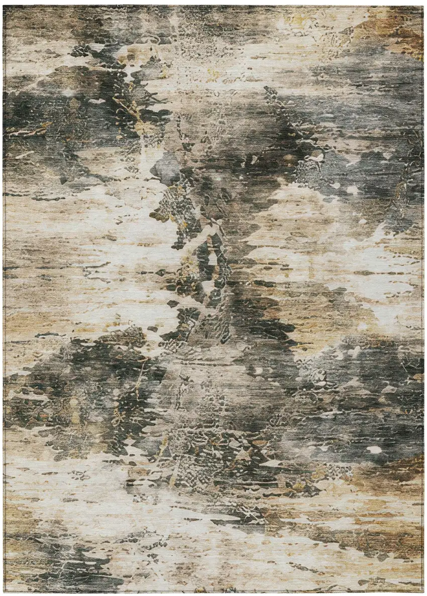 Pewter And Gray Abstract Washable Indoor Outdoor Area Rug Photo 8