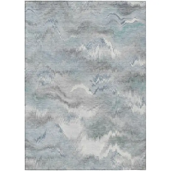 Pewter And Gray Abstract Washable Indoor Outdoor Area Rug Photo 1