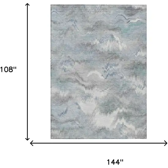 Pewter And Gray Abstract Washable Indoor Outdoor Area Rug Photo 6