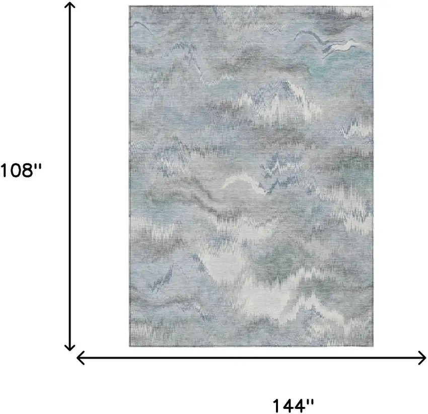 Pewter And Gray Abstract Washable Indoor Outdoor Area Rug Photo 6