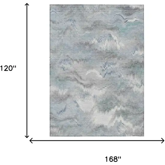 Pewter And Gray Abstract Washable Indoor Outdoor Area Rug Photo 6
