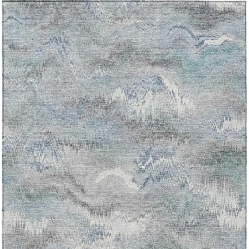 Pewter And Gray Abstract Washable Indoor Outdoor Area Rug Photo 3