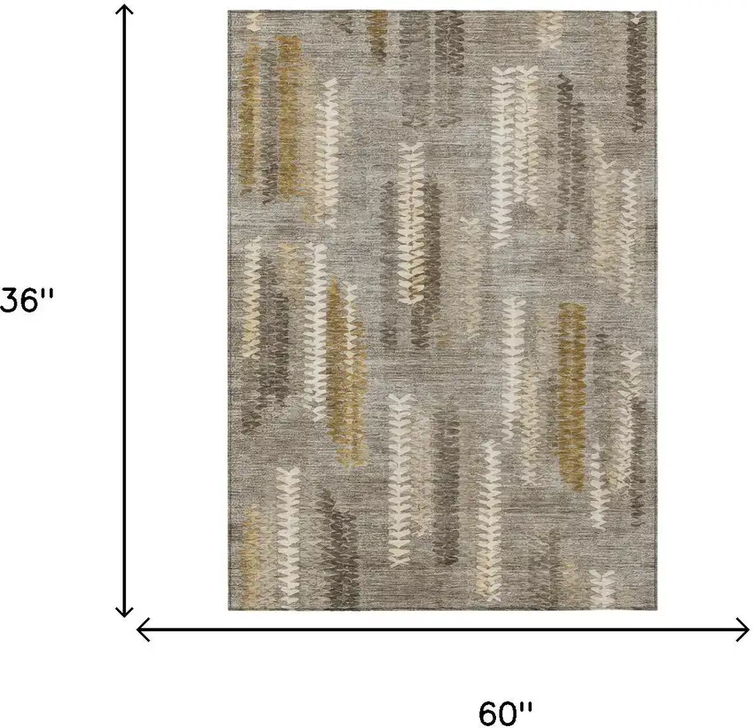 Pewter And Gray Abstract Washable Indoor Outdoor Area Rug Photo 6