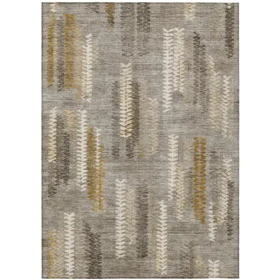 Pewter And Gray Abstract Washable Indoor Outdoor Area Rug Photo 1