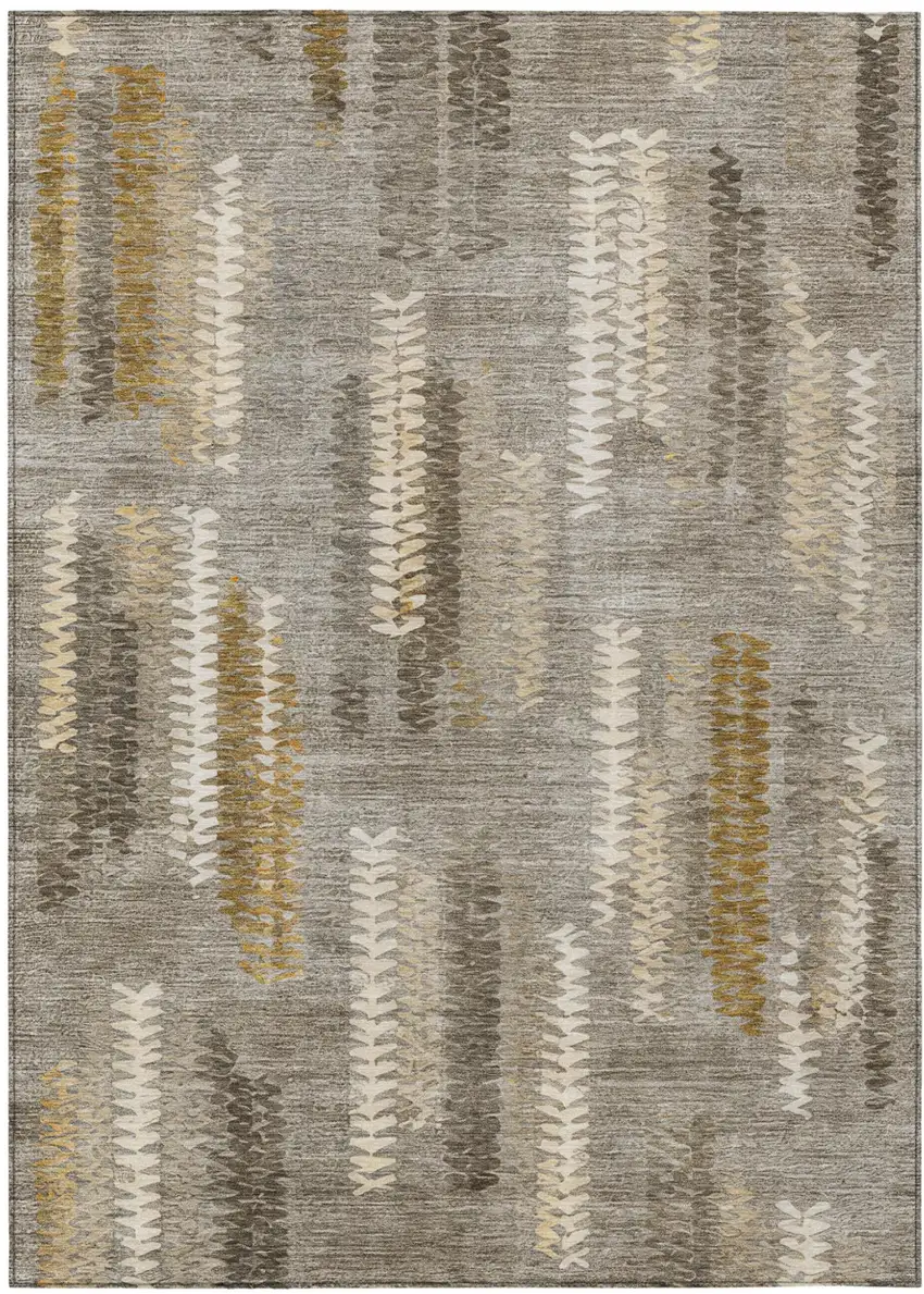 Pewter And Gray Abstract Washable Indoor Outdoor Area Rug Photo 1
