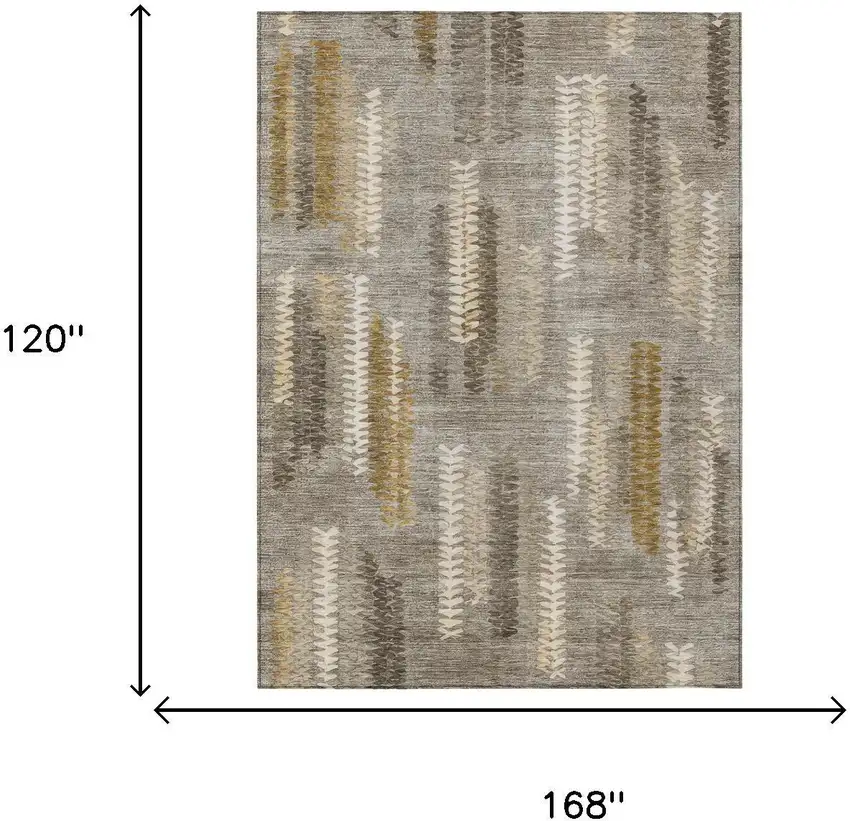 Pewter And Gray Abstract Washable Indoor Outdoor Area Rug Photo 6