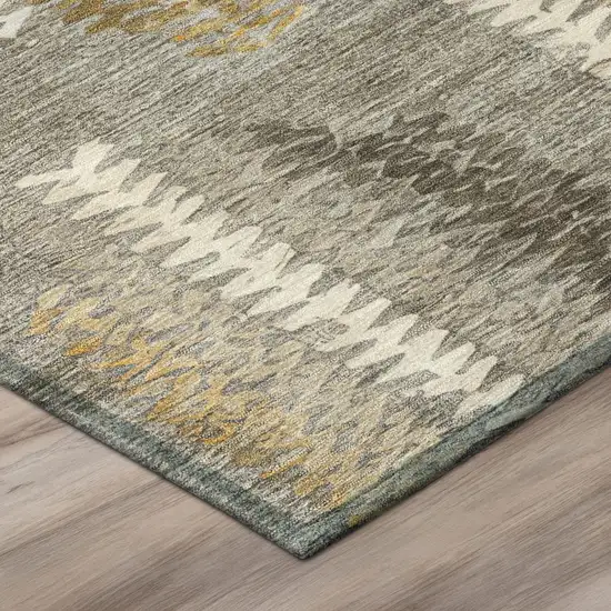 Pewter And Gray Abstract Washable Indoor Outdoor Area Rug Photo 4