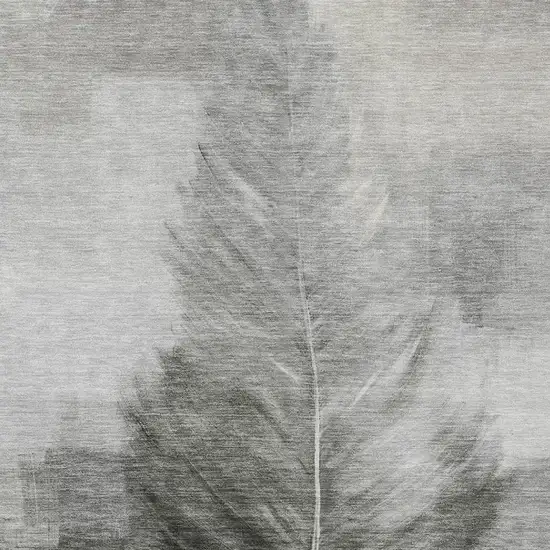 Pewter And Gray Botanical Leaves Washable Indoor Outdoor Area Rug Photo 3