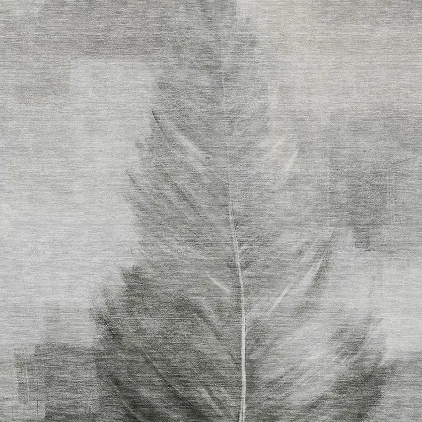 Pewter And Gray Botanical Leaves Washable Indoor Outdoor Area Rug Photo 3