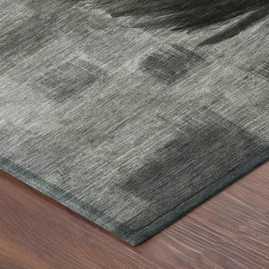 Pewter And Gray Botanical Leaves Washable Indoor Outdoor Area Rug Photo 5
