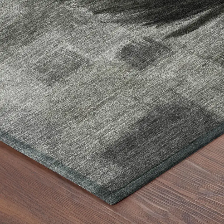Pewter And Gray Botanical Leaves Washable Indoor Outdoor Area Rug Photo 5