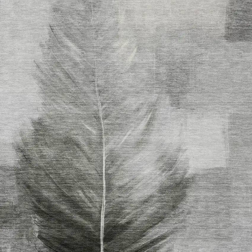 Pewter And Gray Botanical Leaves Washable Indoor Outdoor Area Rug Photo 3