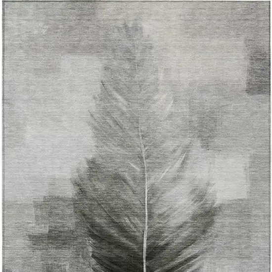 Pewter And Gray Botanical Leaves Washable Indoor Outdoor Area Rug Photo 4
