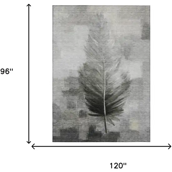 Pewter And Gray Botanical Leaves Washable Indoor Outdoor Area Rug Photo 7