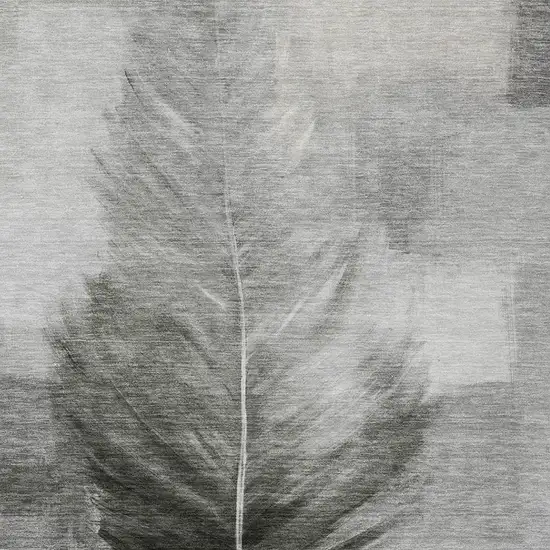 Pewter And Gray Botanical Leaves Washable Indoor Outdoor Area Rug Photo 3