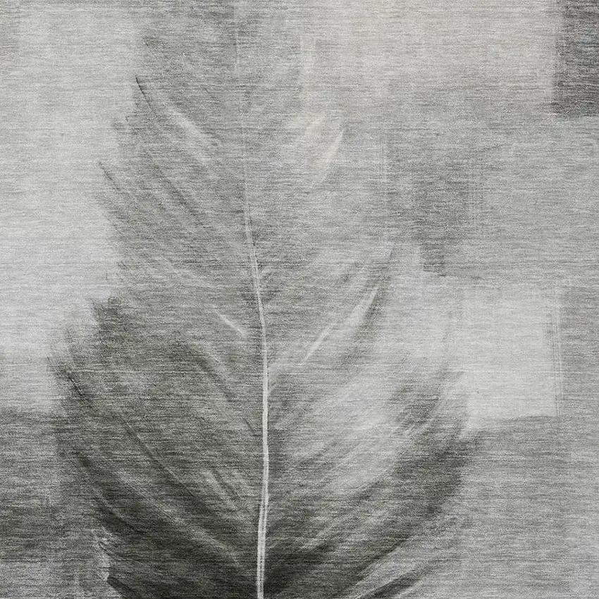 Pewter And Gray Botanical Leaves Washable Indoor Outdoor Area Rug Photo 3