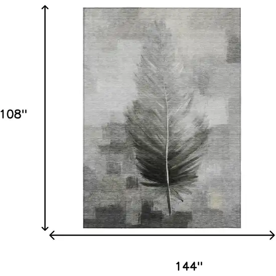 Pewter And Gray Botanical Leaves Washable Indoor Outdoor Area Rug Photo 7