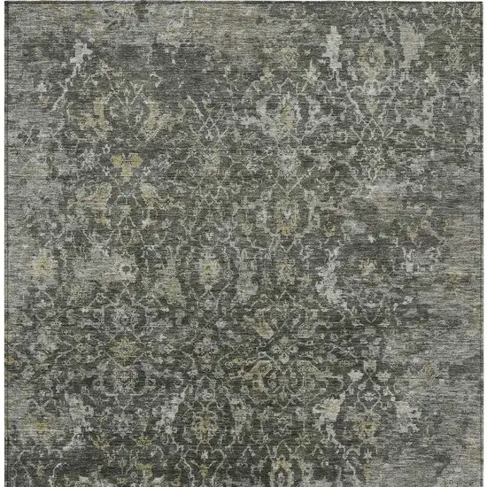 Pewter And Gray Damask Washable Indoor Outdoor Area Rug Photo 3