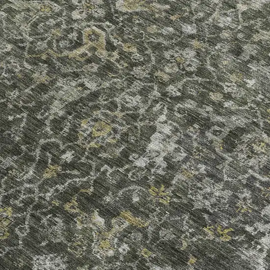 Pewter And Gray Damask Washable Indoor Outdoor Area Rug Photo 2
