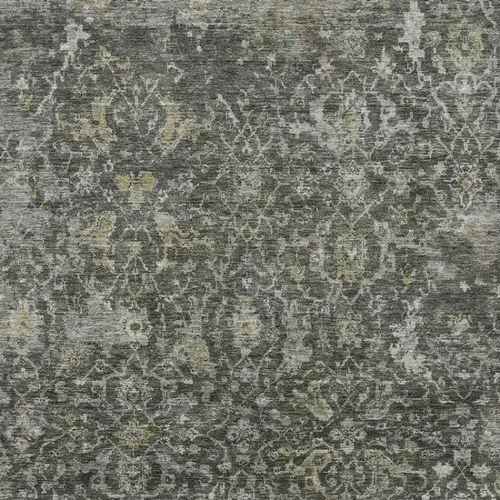 Pewter And Gray Damask Washable Indoor Outdoor Area Rug Photo 3