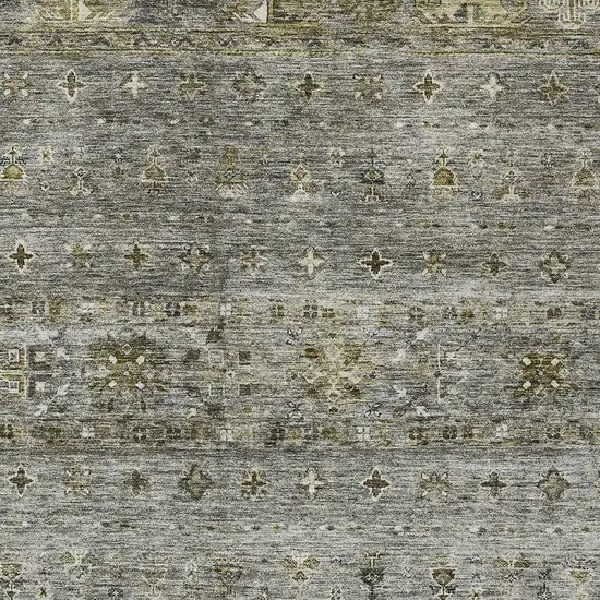 Pewter And Gray Floral Washable Indoor Outdoor Area Rug Photo 6