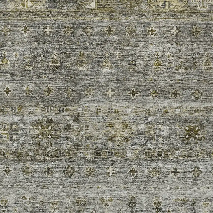 Pewter And Gray Floral Washable Indoor Outdoor Area Rug Photo 6
