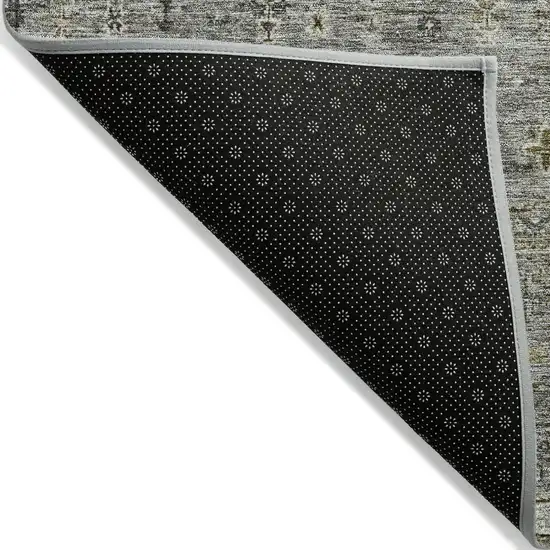 Pewter And Gray Floral Washable Indoor Outdoor Area Rug Photo 4