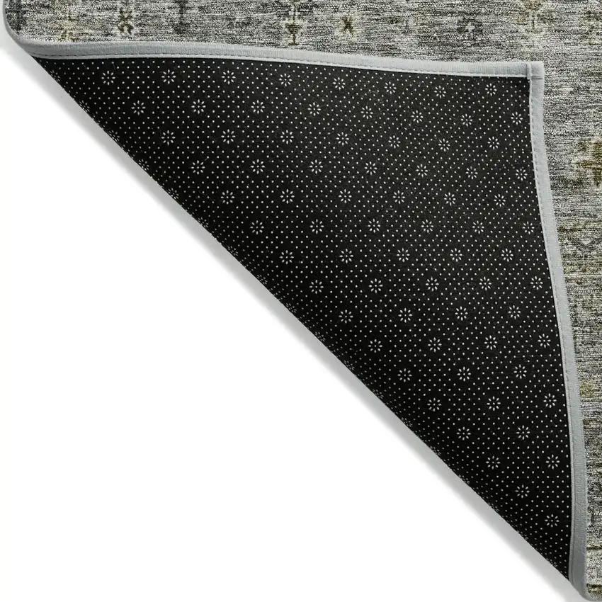 Pewter And Gray Floral Washable Indoor Outdoor Area Rug Photo 4