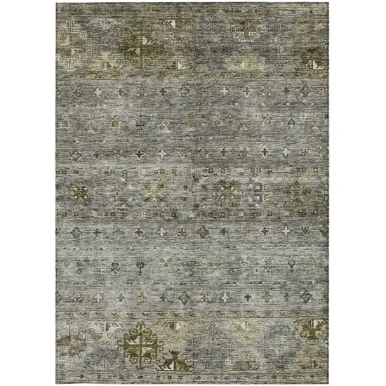 Pewter And Gray Floral Washable Indoor Outdoor Area Rug Photo 7